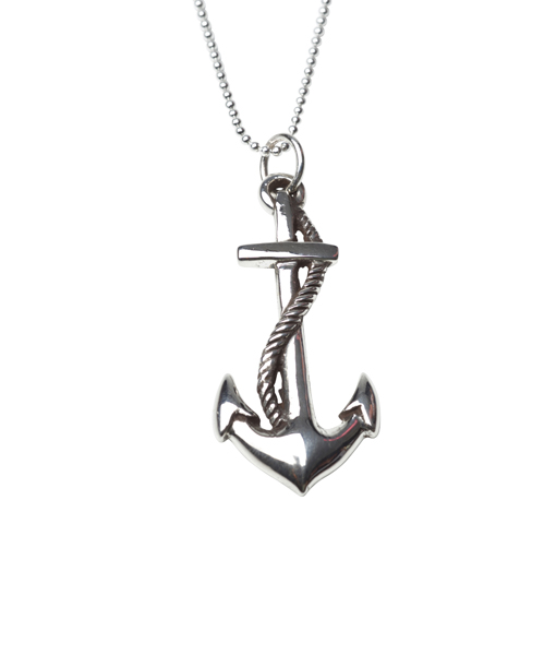 Long Anchor Pendant necklace - Femme metale